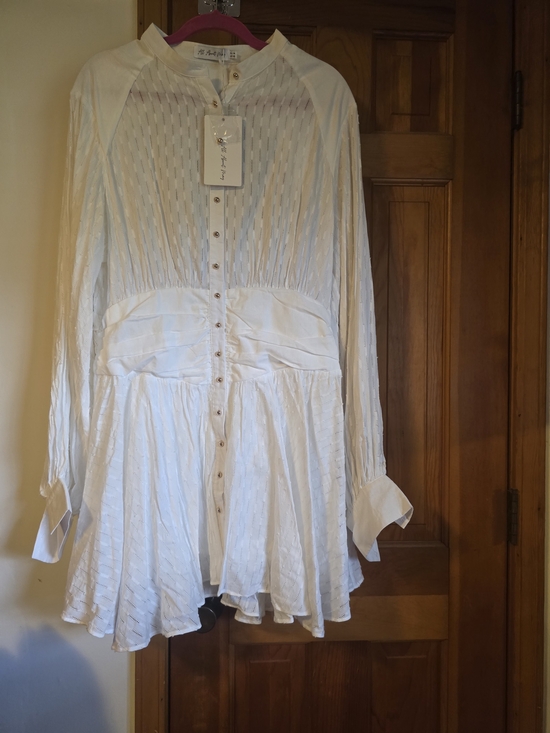 All about May Dresses & Skirts - All About May NWT White Textured Button-Front Tunic Dress